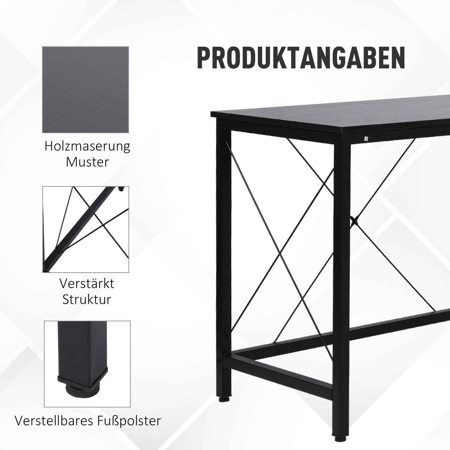 Datorbord L-Shape Hörnskrivbord, Vinkelskrivbord, Mdf, Svart, 150X150X76Cm