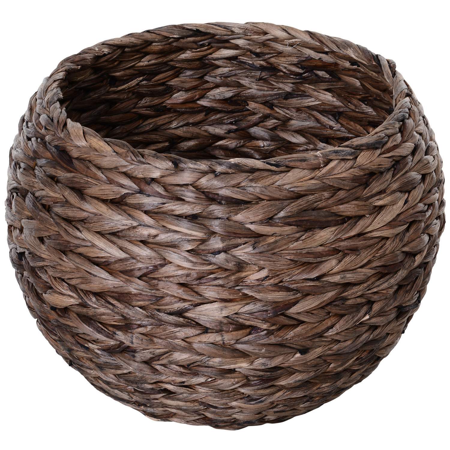 Rattan Cat Basket Mysig Cat Cave Gjord Av Vattenhyacint, Mörkbrun, Perfekt För Vardagsrum, 50X42X60Cm