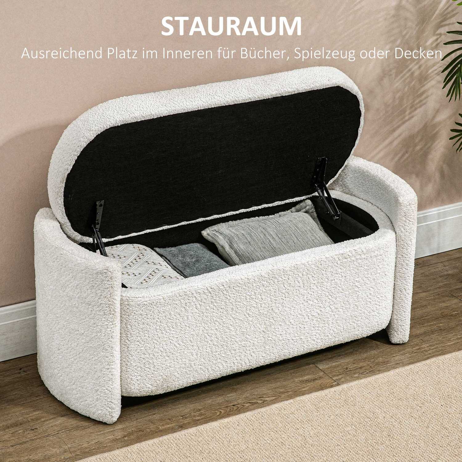 Cream Velvet Förvaringsbänk med lock – 105 x 44 x 45,5 cm