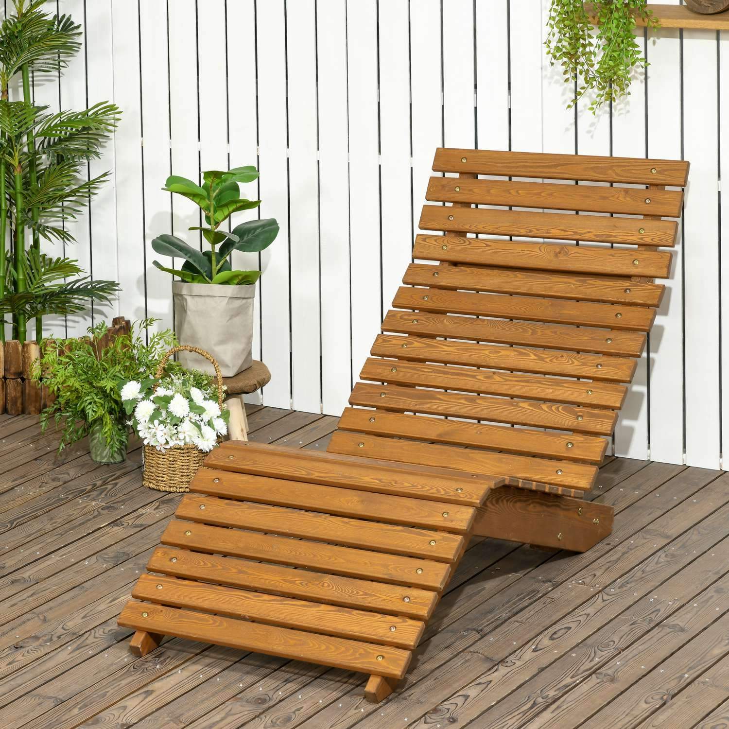 Solstol, Solstol, Trädgårdsstol, Relaxstol För Pool, Balkong, Upp Till 120 Kg, Massivt Trä, Teak, 66X170X77Cm