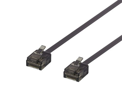 DELTACO Cat6a patchkabel, platt, 2m, svart