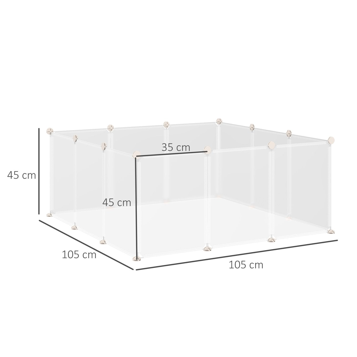 Utomhusinhägnad Gör-Det-Själv-Nätinhägnad Små Husdjur 12 Paneler Inomhus Vit 105X105X45Cm