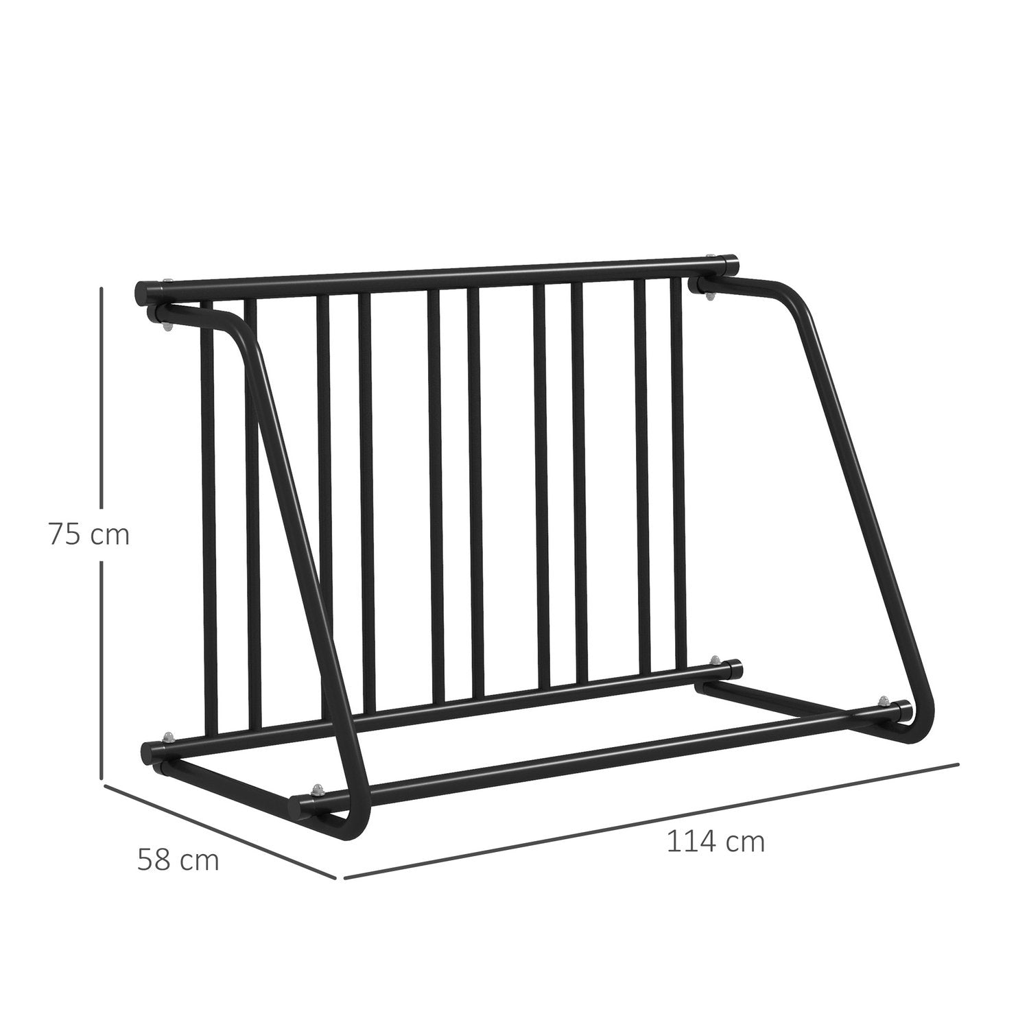 Cykelställ, Multipelställ, Väderbeständigt, Upp Till 3 Cyklar, Stål, Svart, 114X58X75Cm