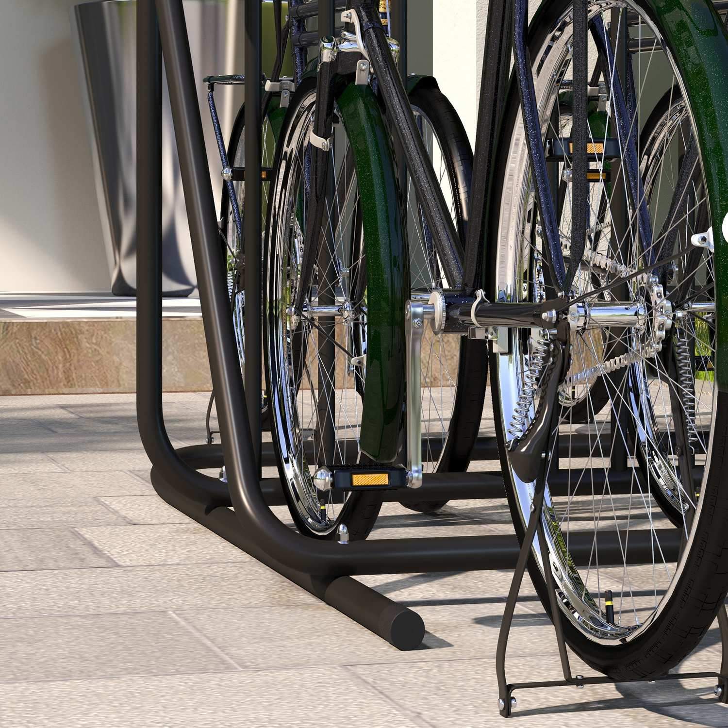 Cykelställ Med Handtag, Flera Stativ På Båda Sidor, Väderbeständig, Upp Till 4 Cyklar, Stål, Svart, 102X92X130Cm