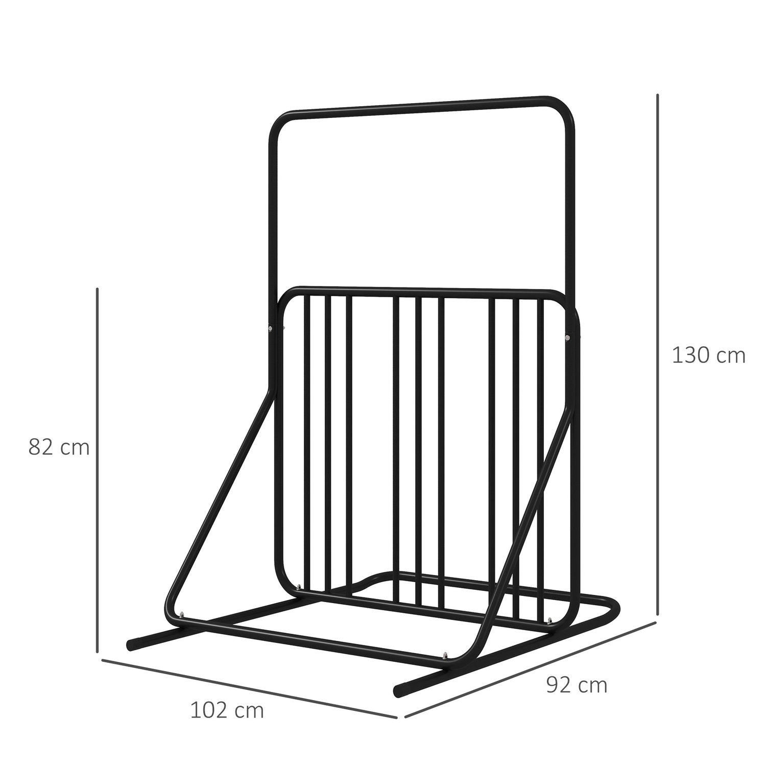 Cykelställ Med Handtag, Flera Stativ På Båda Sidor, Väderbeständig, Upp Till 4 Cyklar, Stål, Svart, 102X92X130Cm