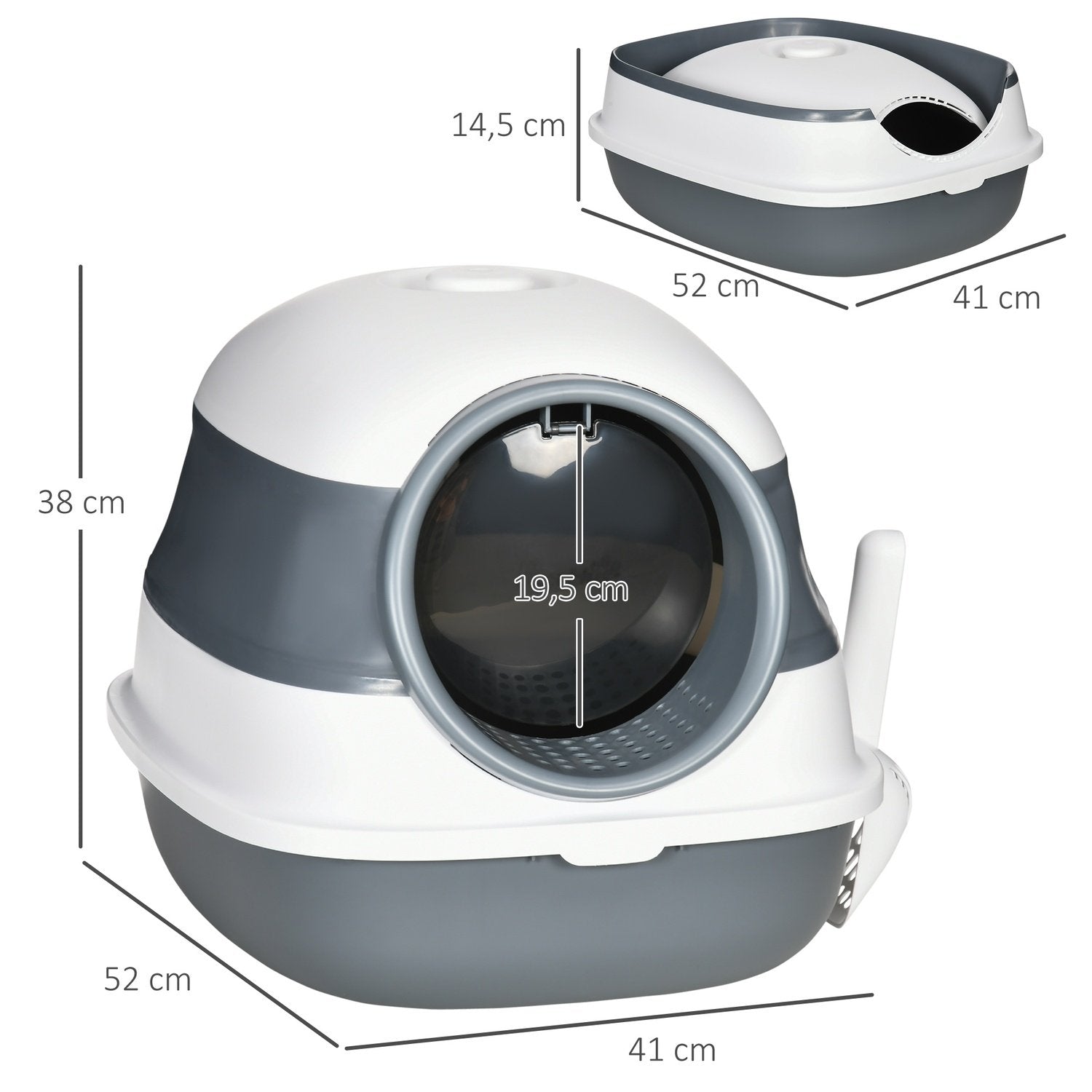 Deodorant & Ströskopa, För Katter Upp Till 5 Kg, Vit+Grå, 52X41X38Cm