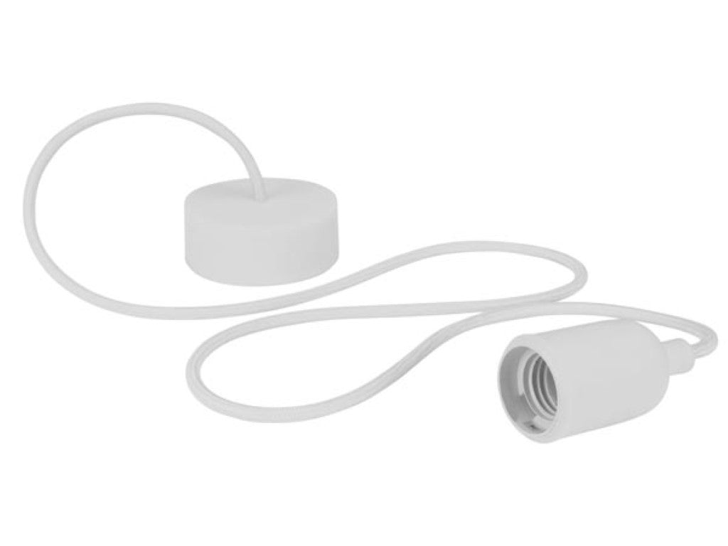 Design Pendellamphållare med tygsladd - Vit