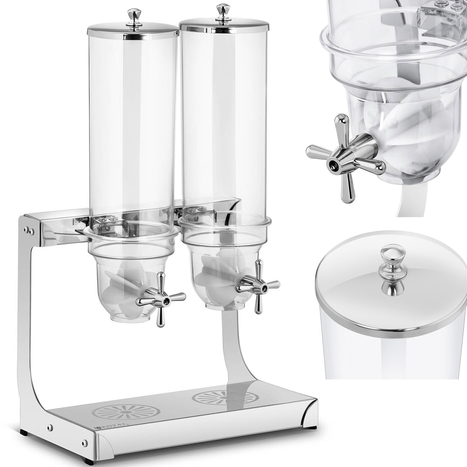 Dispenser dispenser för risflingor och godis, transparent, dubbel, 7 l