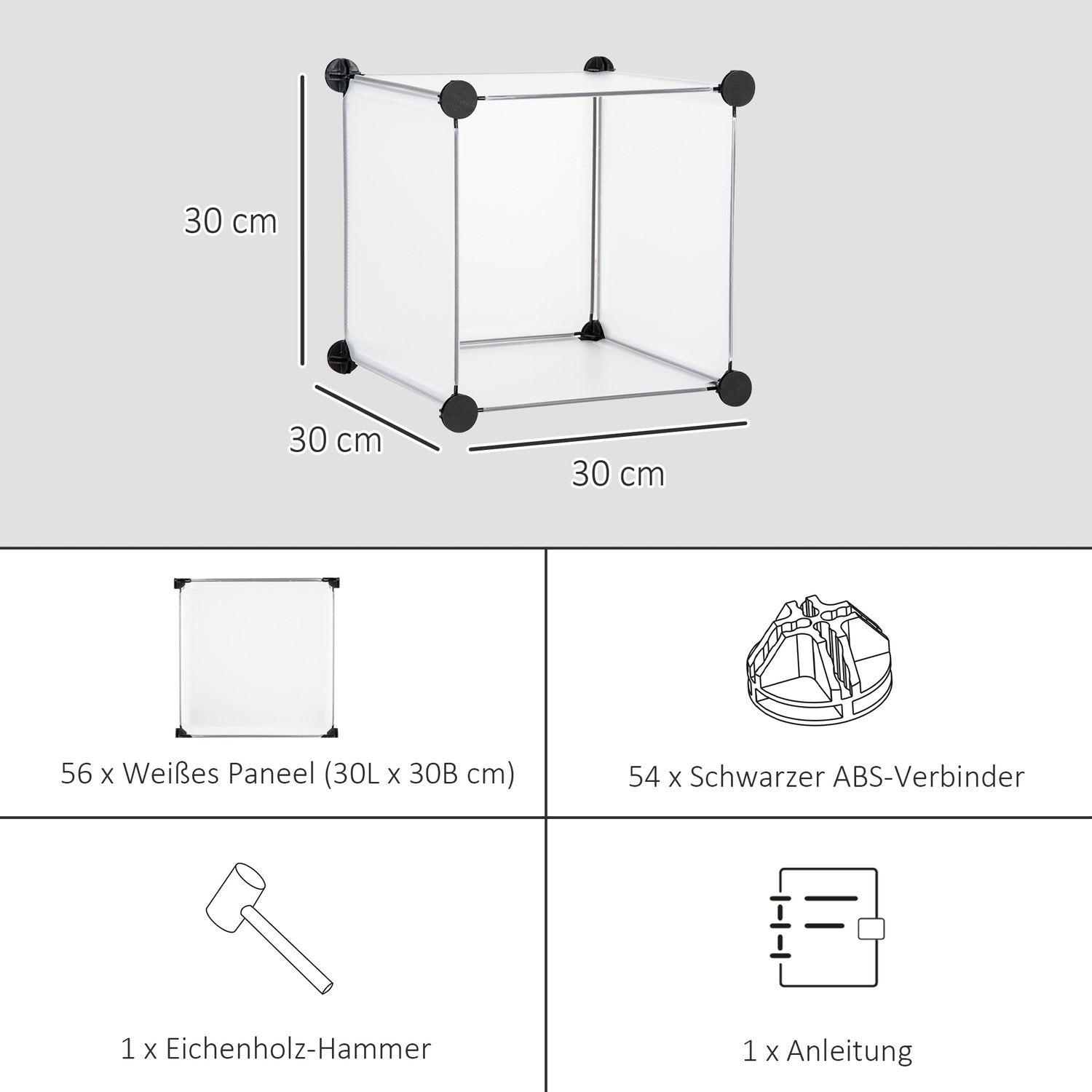 Diy Kubhyllsystem Med 16 Kuber, Förvaringslåda, Plastskåp, Vit, 125X32X125Cm