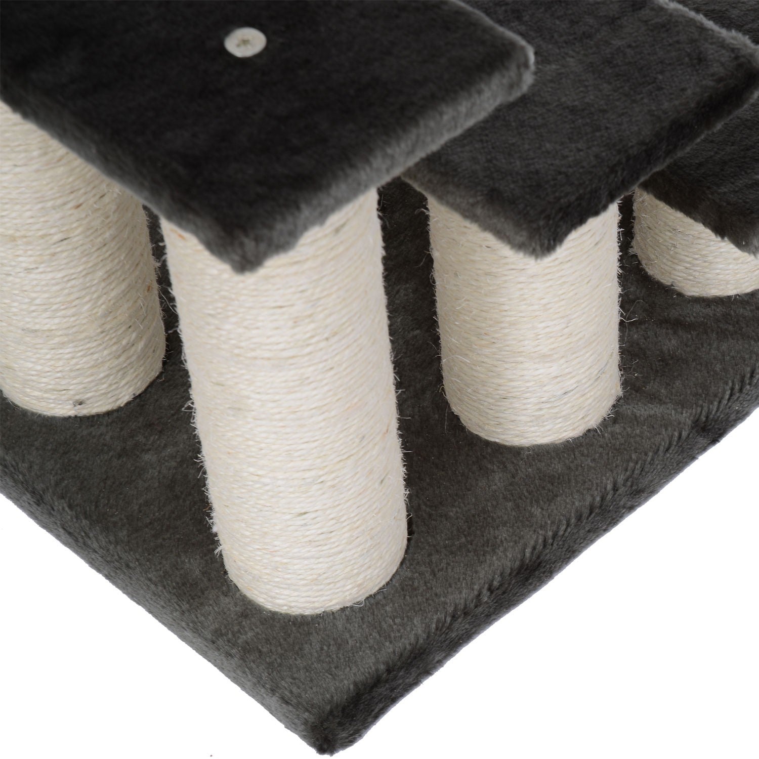 Djurtrappa för katter och hundar, 3-stegs plysch, mörkgrå 45x35x34 cm