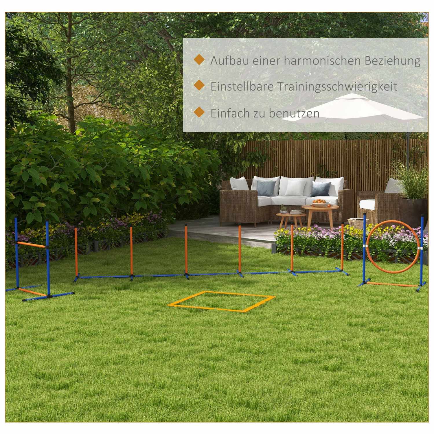 Dog Agility Set – Justerbar häck & hoppring, 4-delad