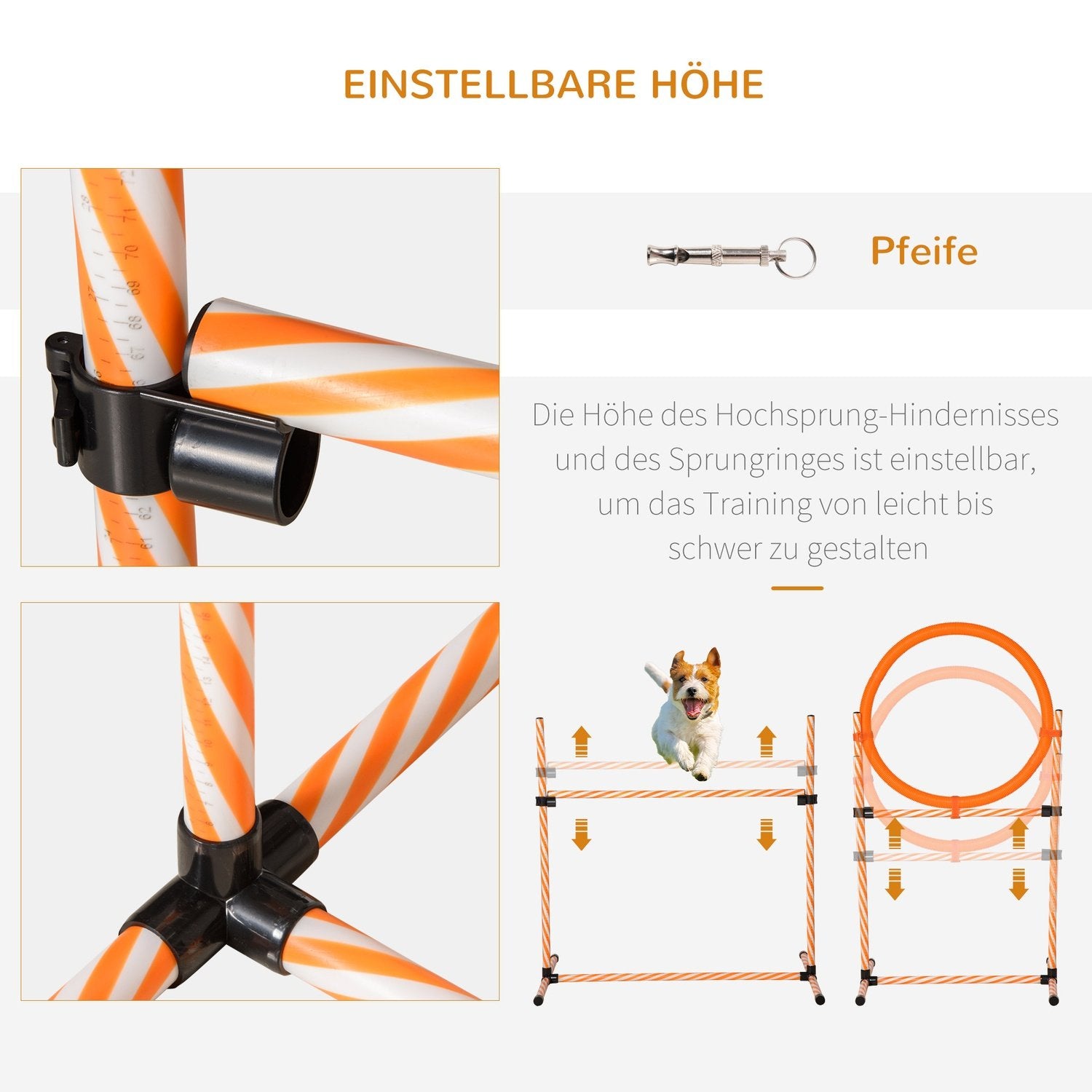 Dog Agility Set Hundträningsset Med Hundtunnelträning För Husdjur Inkluderar Väska Lätt Att Bära Plast Polyester Orange＋Vit