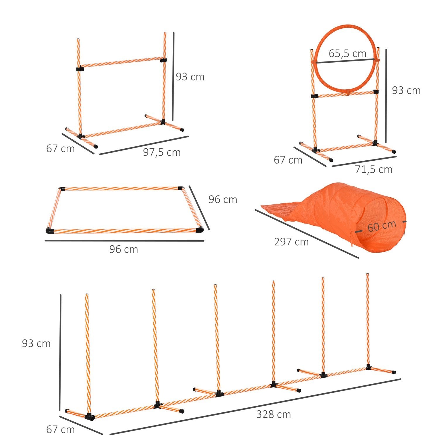 Dog Agility Set Hundträningsset Med Hundtunnelträning För Husdjur Inkluderar Väska Lätt Att Bära Plast Polyester Orange＋Vit