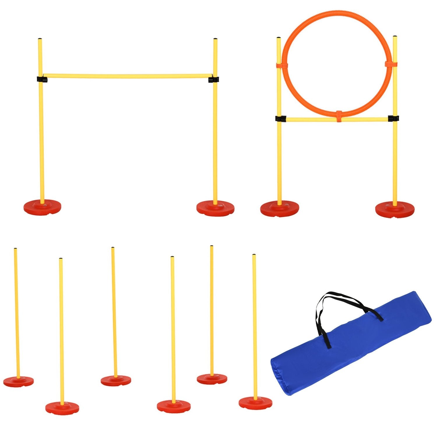 Dog Agility Set 3-I-1 Häckträning För Husdjur, Inkluderar Väska, Lätt Att Bära, Gul