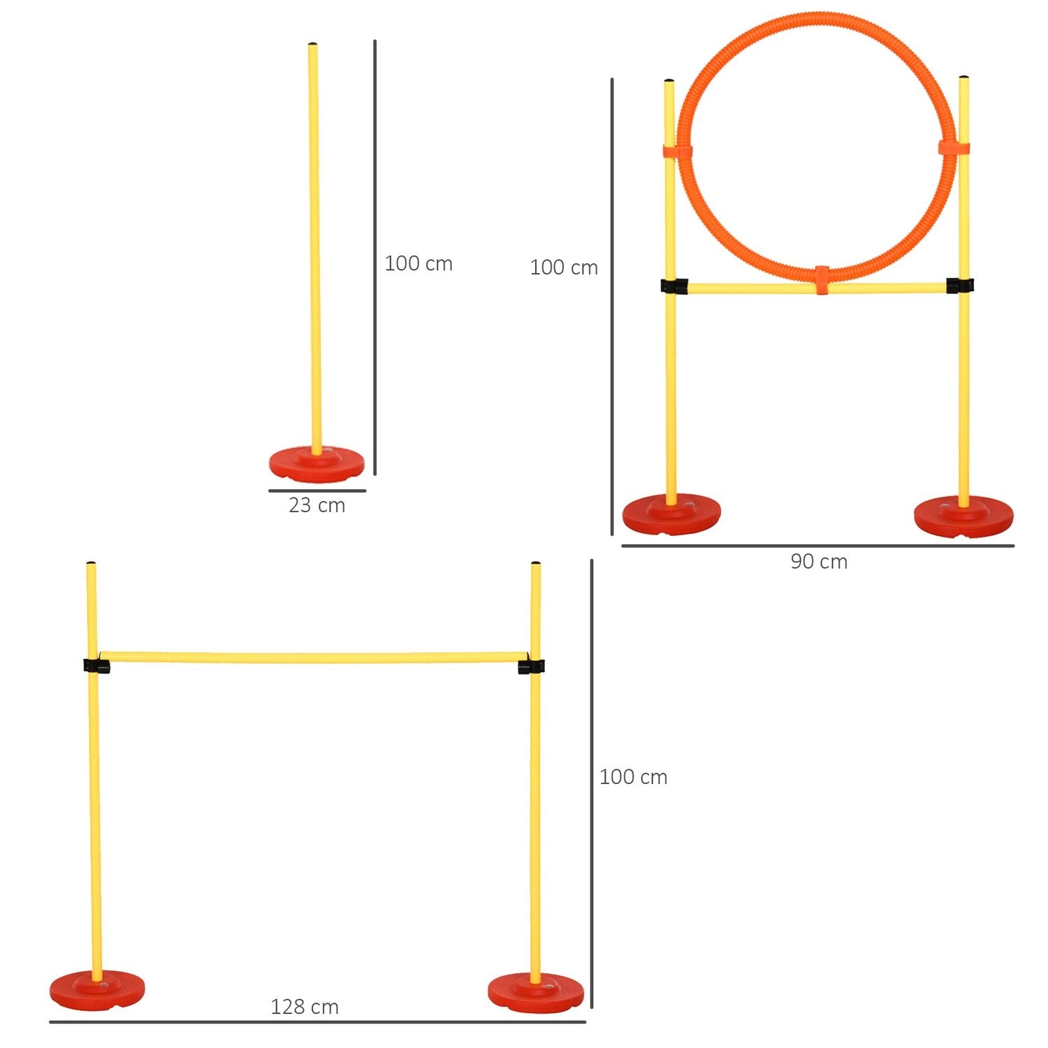 Dog Agility Set 3-I-1 Häckträning För Husdjur, Inkluderar Väska, Lätt Att Bära, Gul