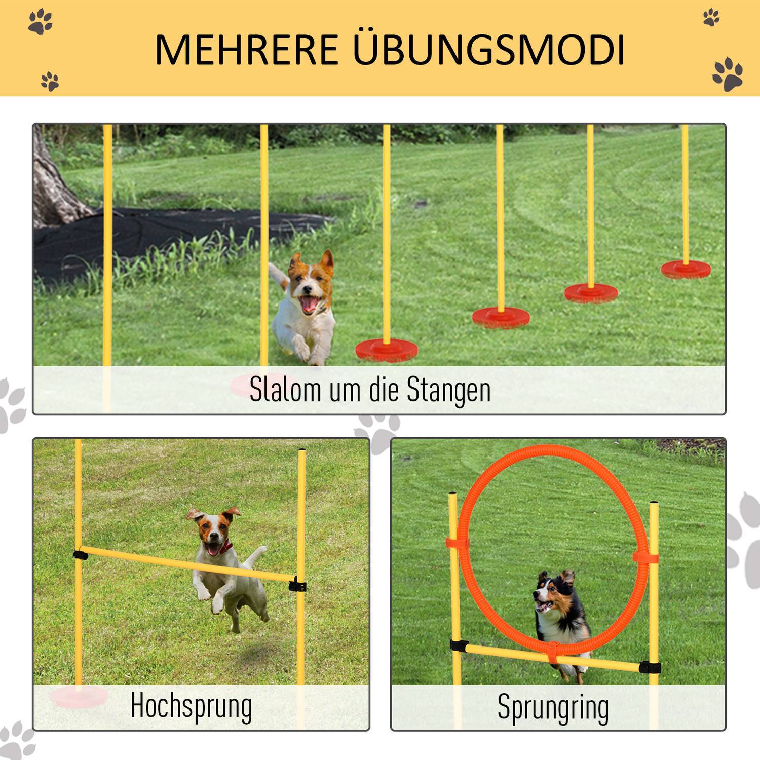 Dog Agility Set 3-I-1 Häckträning För Husdjur, Inkluderar Väska, Lätt Att Bära, Gul