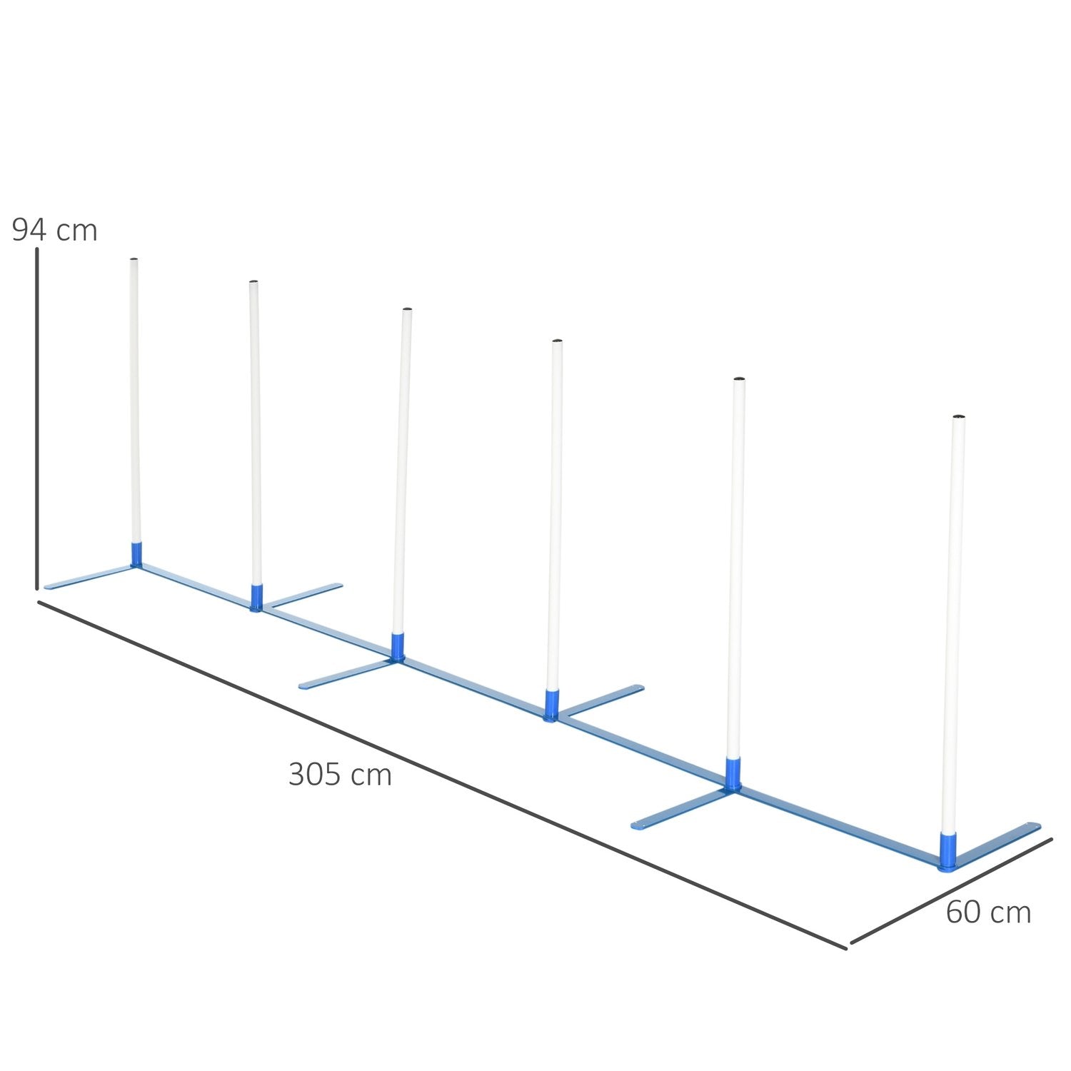 Hundslalomstänger Agilityträning För Husdjur Hundträningsset Inklusive 600D Väska Polyester Plast Vit + Blå 305 X 60 X 94 Cm