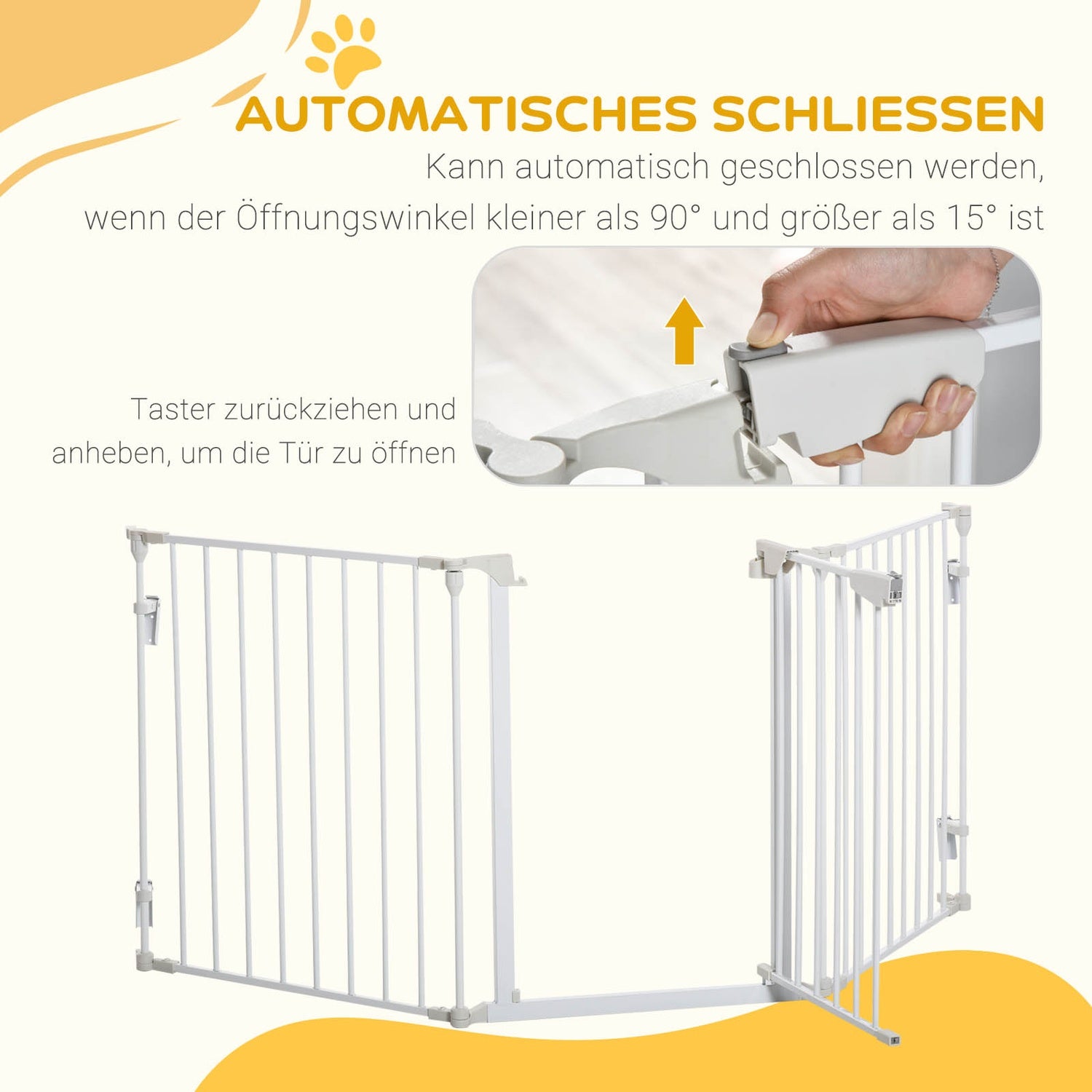 Dog Barrier Gate – Metall & Plast, 180x74,5 cm, Vit