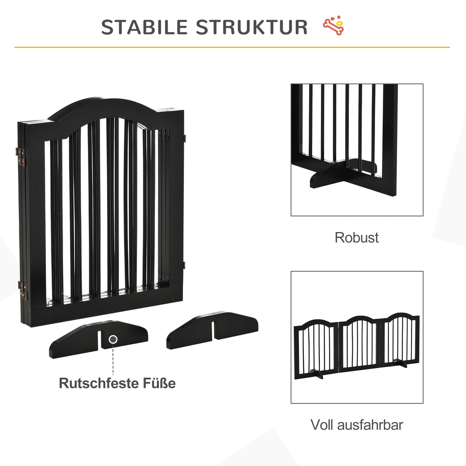 Dog Barrier Gate – Vikbar & Stabil, MDF, Svart 154,5X61Cm