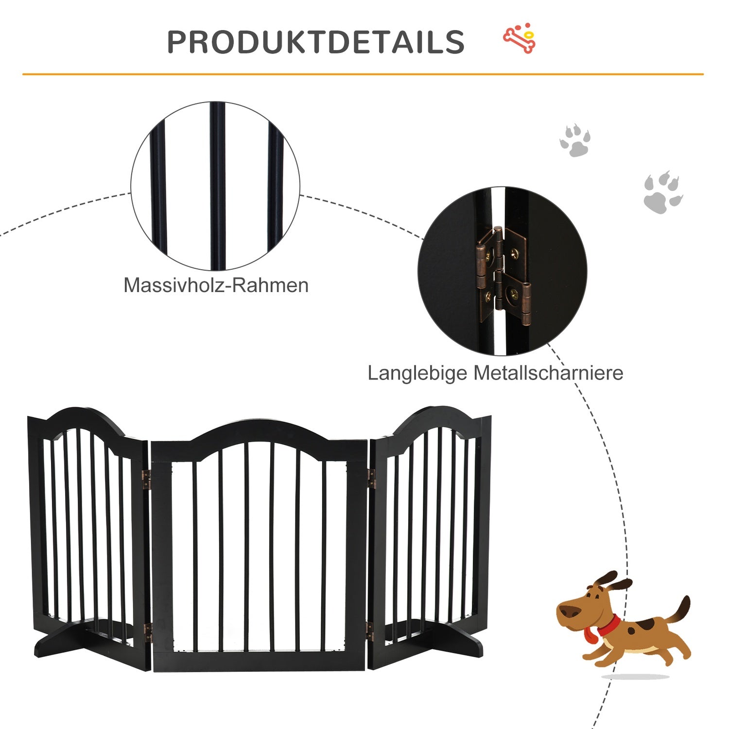 Dog Barrier Gate – Vikbar & Stabil, MDF, Svart 154,5X61Cm