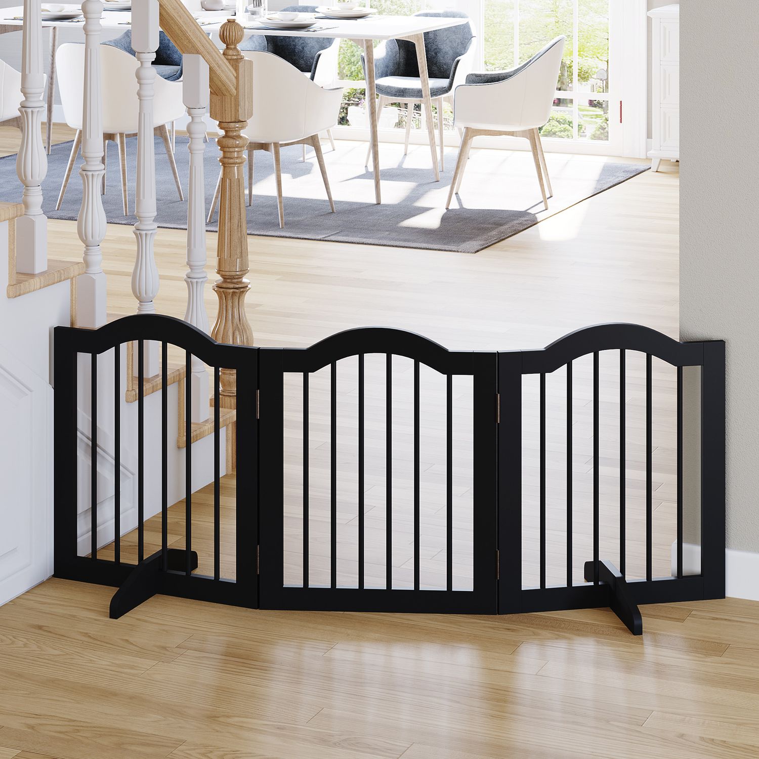 Dog Barrier Gate – Vikbar & Stabil, MDF, Svart 154,5X61Cm