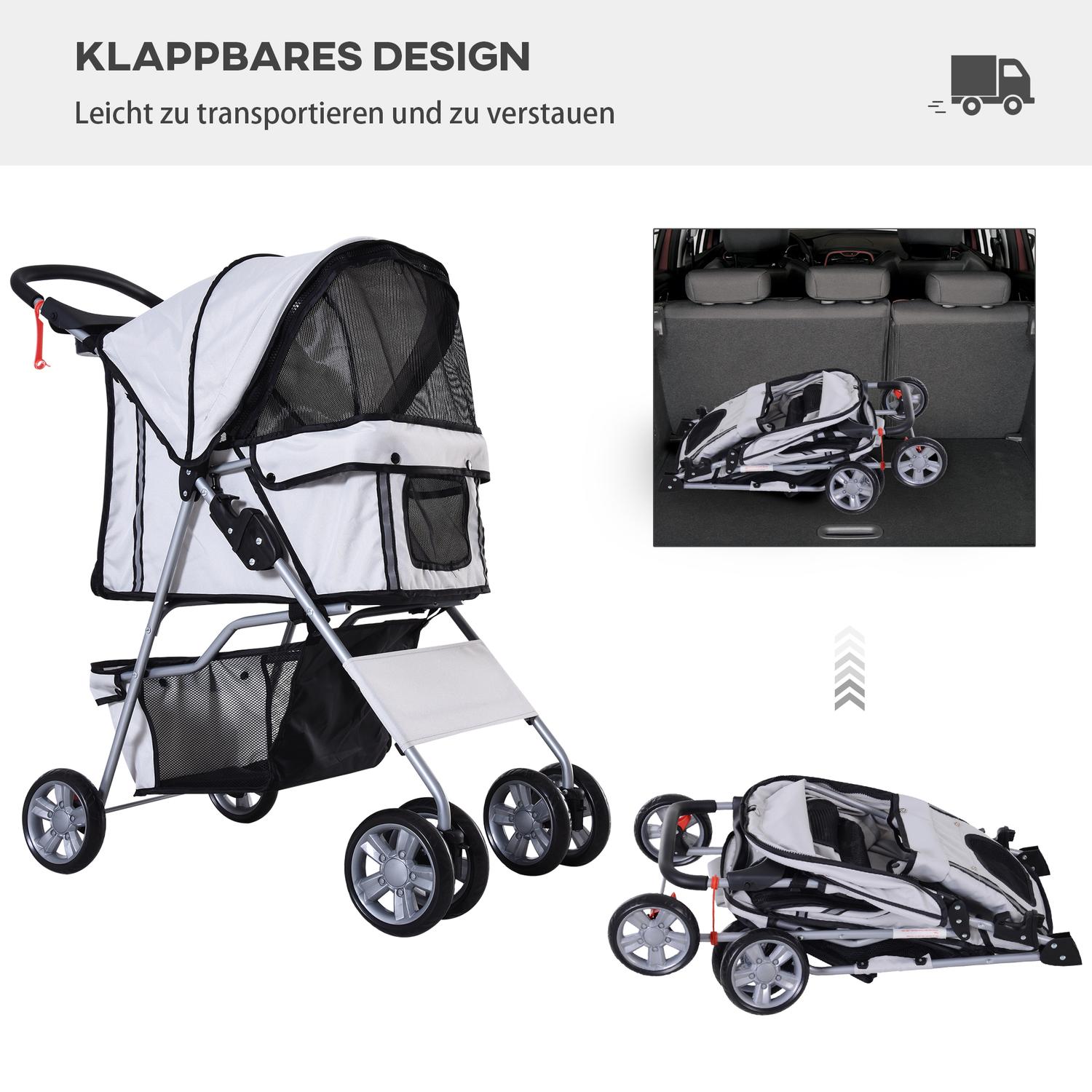 Dog Buggy Silver – Lätt, hopfällbar, husdjursvagn