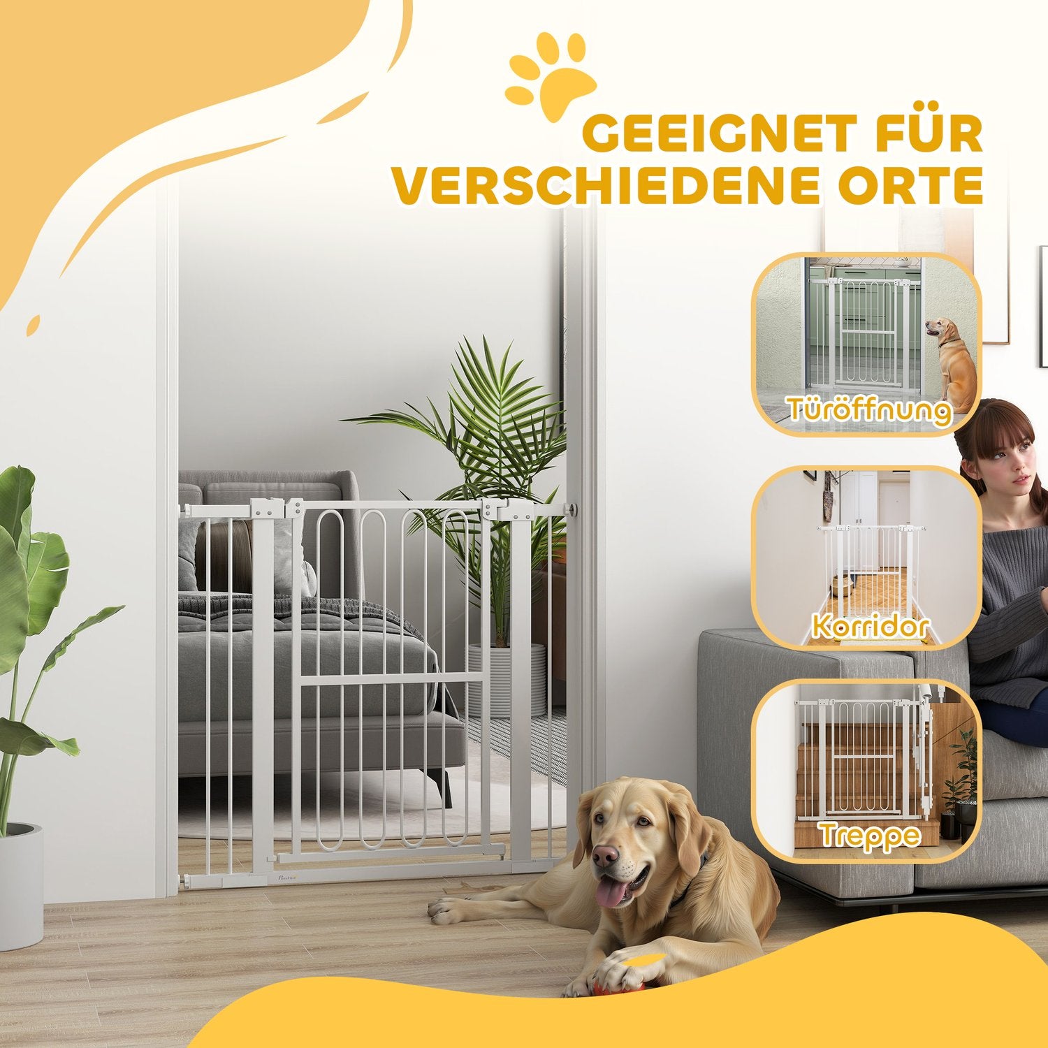 Dog Door Gate, 76-104 cm, No-Drill, Låsbar, Stål