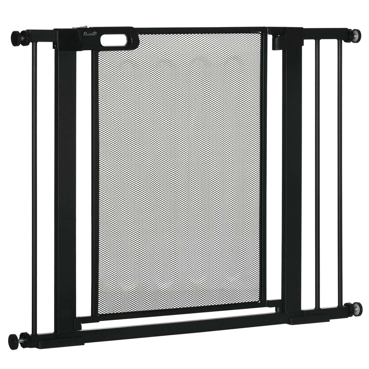 Dog Gate, No Drill, Auto-Close, Stål, 75-103 Cm, Svart