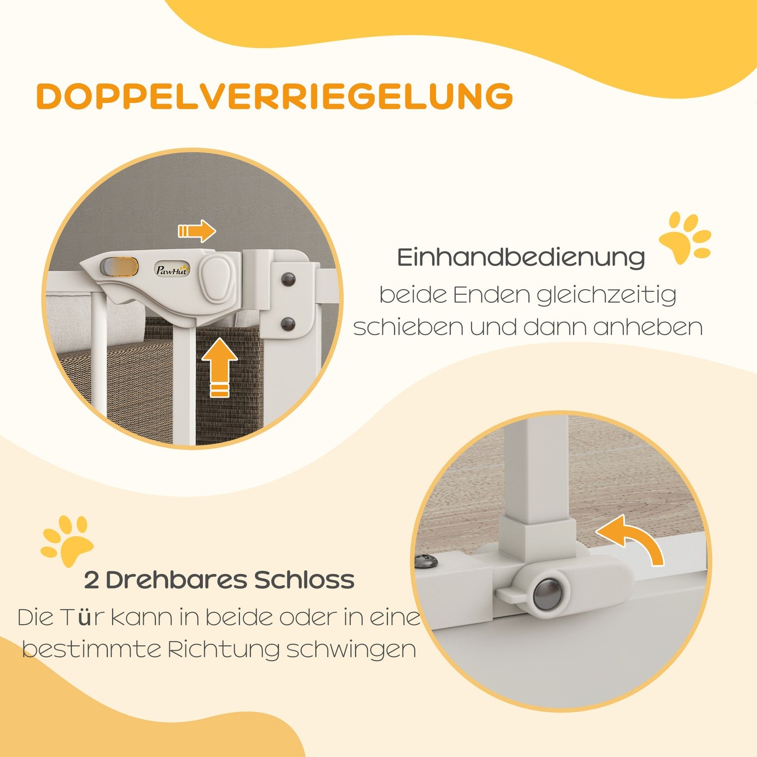 Dog Safety Gate, 74-80 cm, No-Drill, Metall & Plast