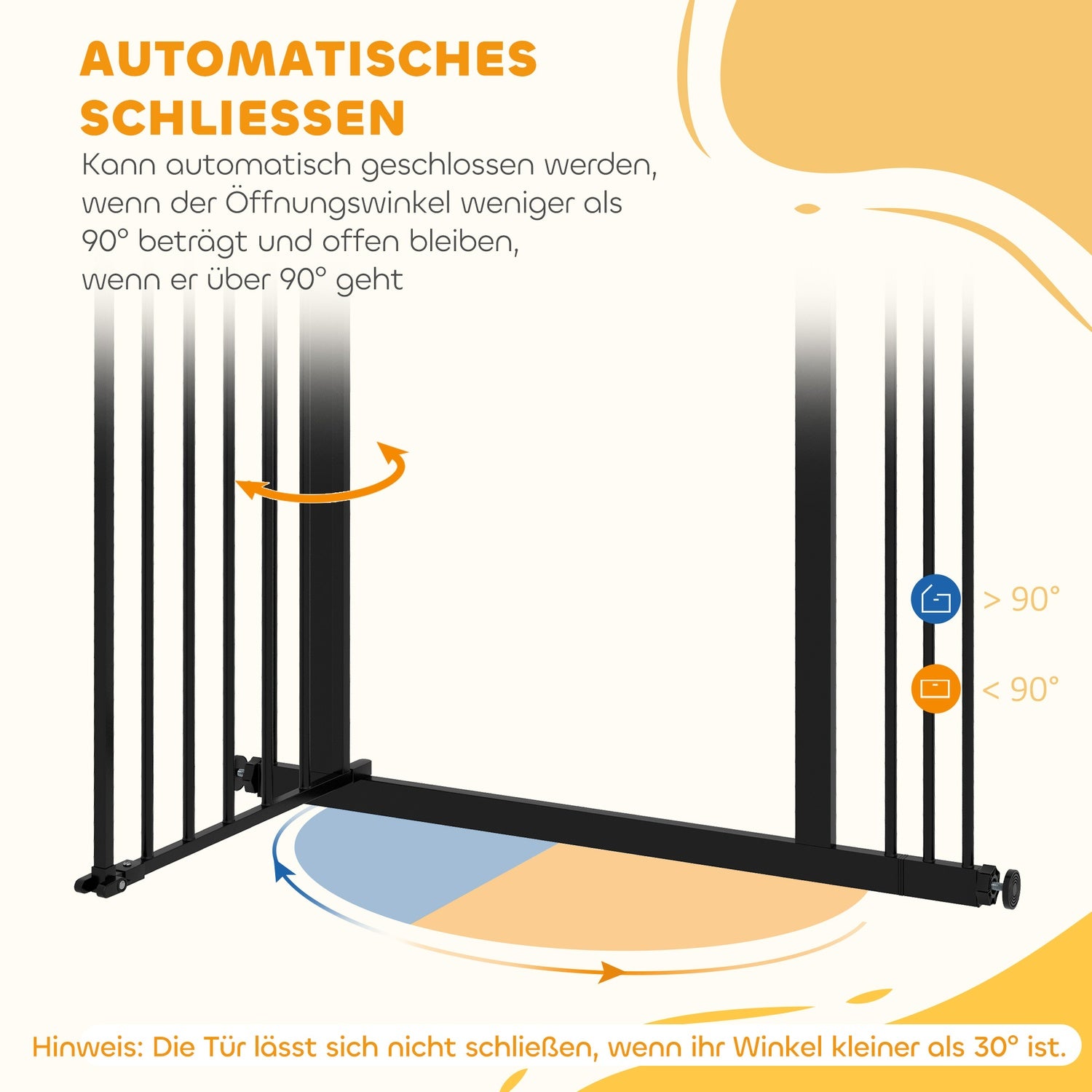Dog Safety Gate – Justerbar, No-Drill, Svart, 74-87 cm