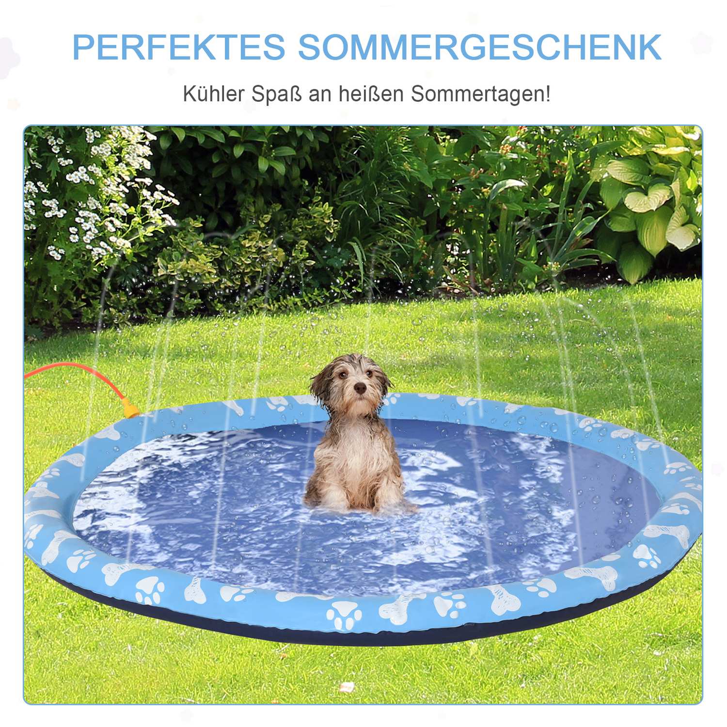 Dog Splash Sprinkler Pad – 150 cm, Anti-Slip PVC Mat