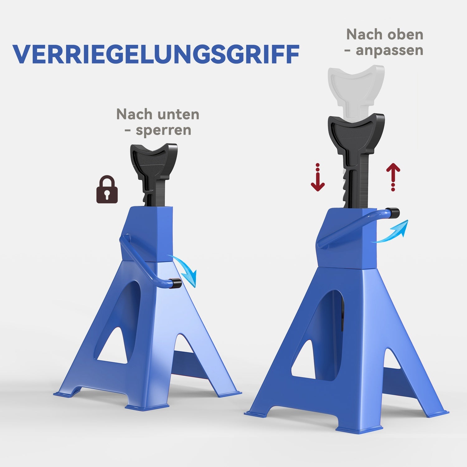 Domkraftsstativ med 3-tons lastkapacitet, justerbara i höjdled, set om 2