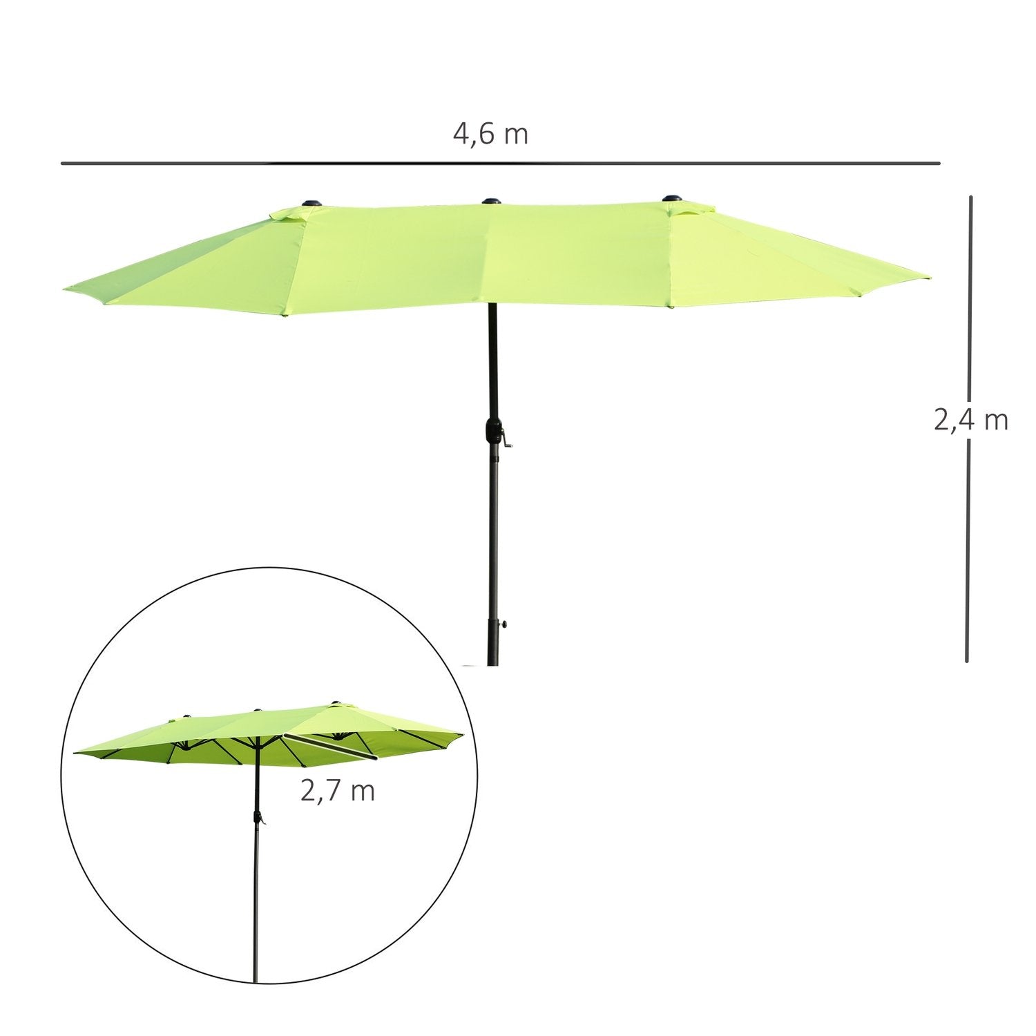 Parasol Garden Paraply Market Paraply Dubbelt Parasoll Uteplatsparaply Med Handvev Grön Oval 460 X 270 X 240 Cm