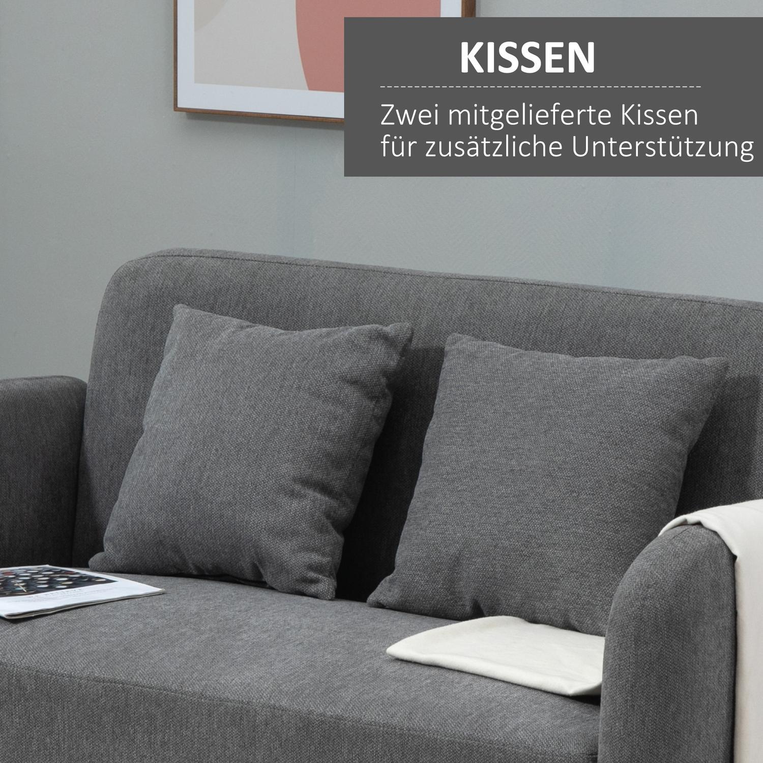 Dubbelsoffa Loveseat Med Kudde, Justerbara Fotstöd, Sammetslen Polyester, Gummiträ, Skum, 2-Sits, Tygöverdrag