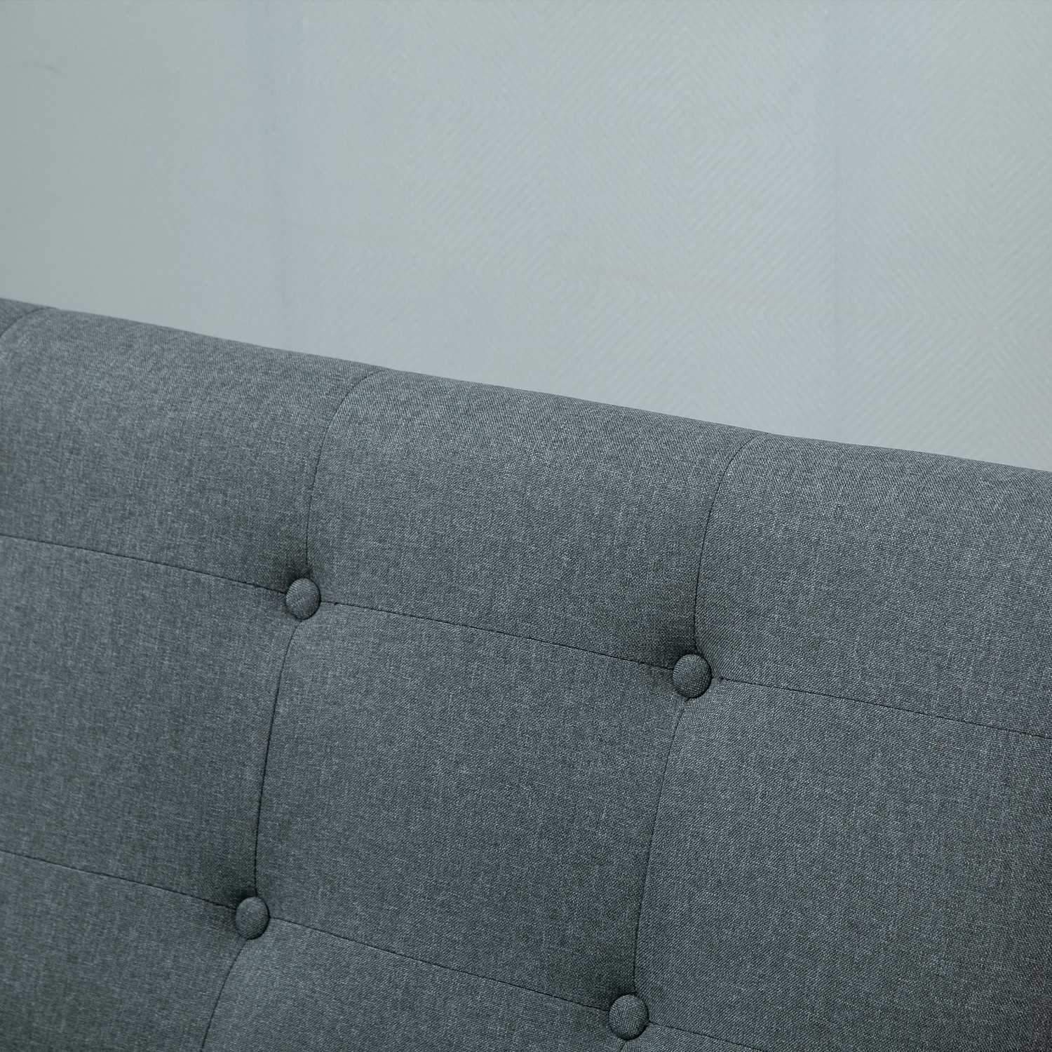 Dubbelsoffklädsel Loveseat, Kompakt Design, Tvåsits, Tygsoffa, 2-Sits, Linne & Gummiträ, Grå, 115X66,5X73Cm