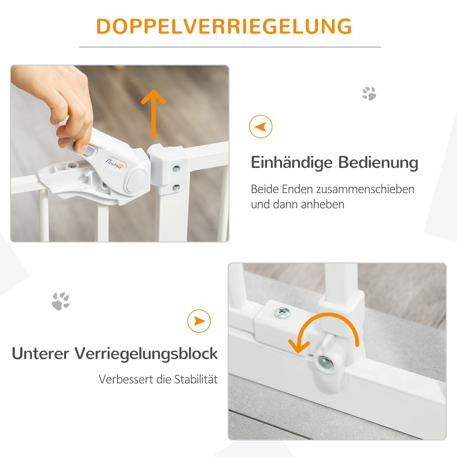 Grind för hundar och bebisar – ingen borrmaskin, automatisk stängning, 74-80 cm