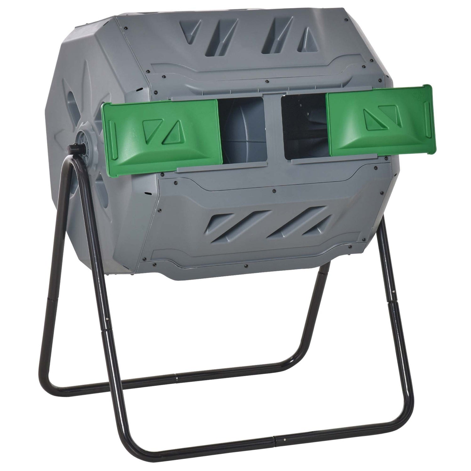 Roterande trumkompostor 160L – Dual Chamber Effektiv grå