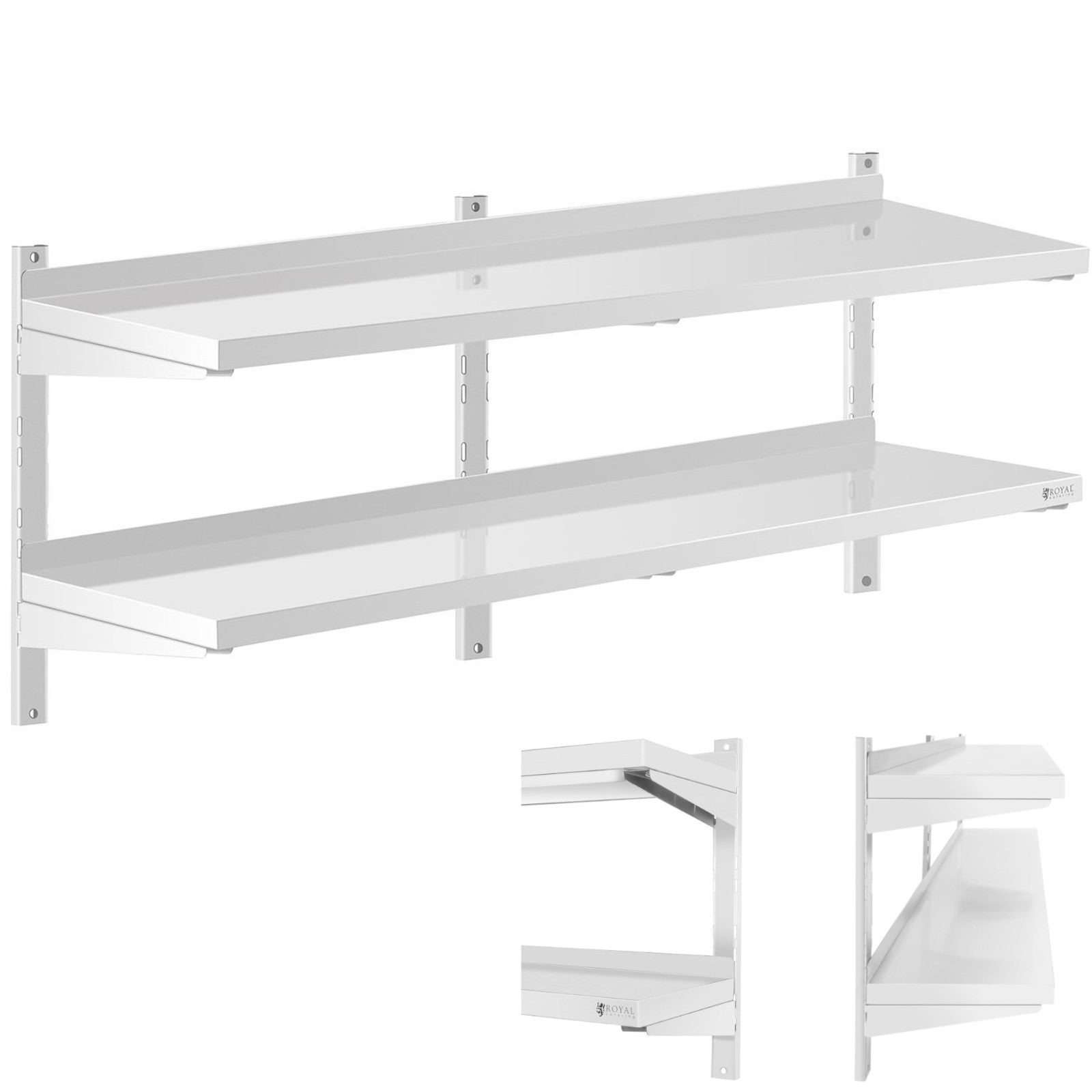 Dubbel justerbar hängande cateringvägghylla, STÅL 140 x 40 cm