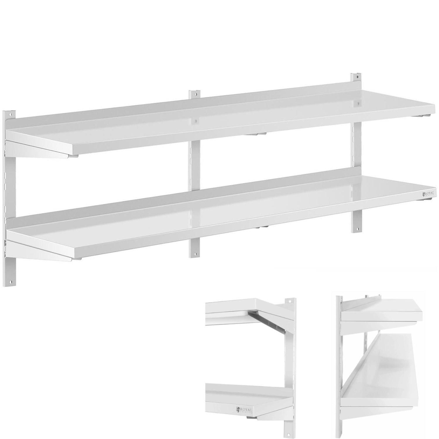 Dubbel justerbar hängande cateringvägghylla, STÅL 160 x 40 cm