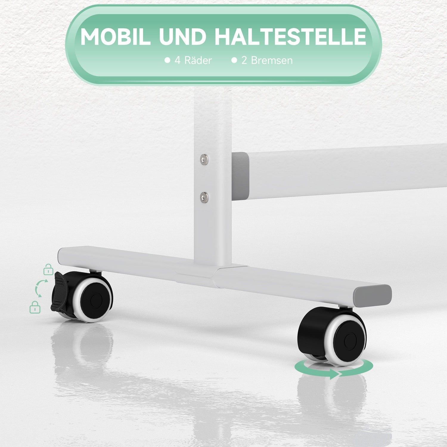 Dubbelsidig Whiteboard 120x90 cm med stativ & hjul