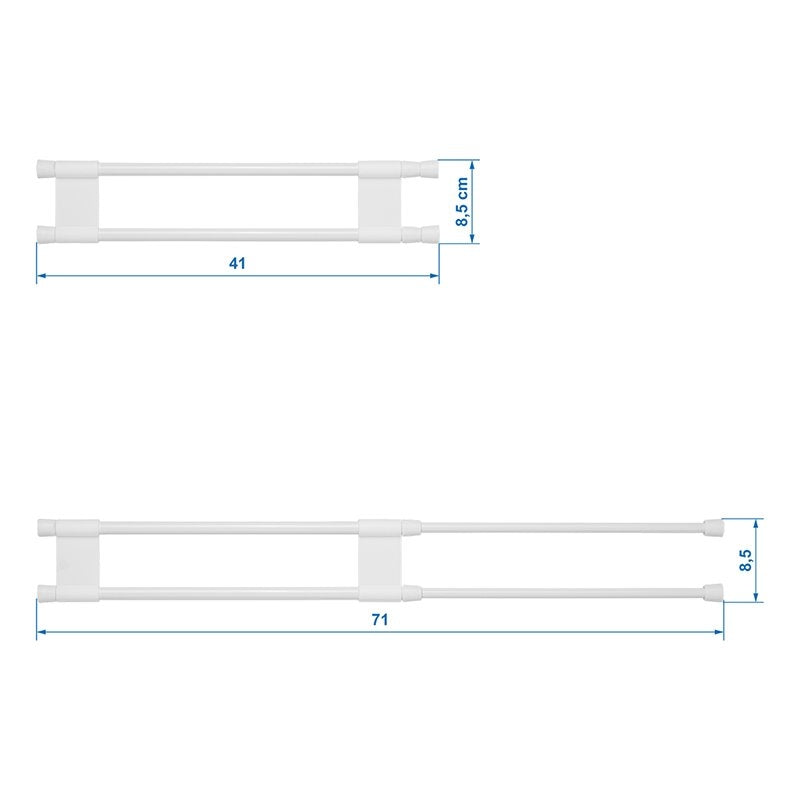 Dubbel skåpsstång utdragbar 41-71cm