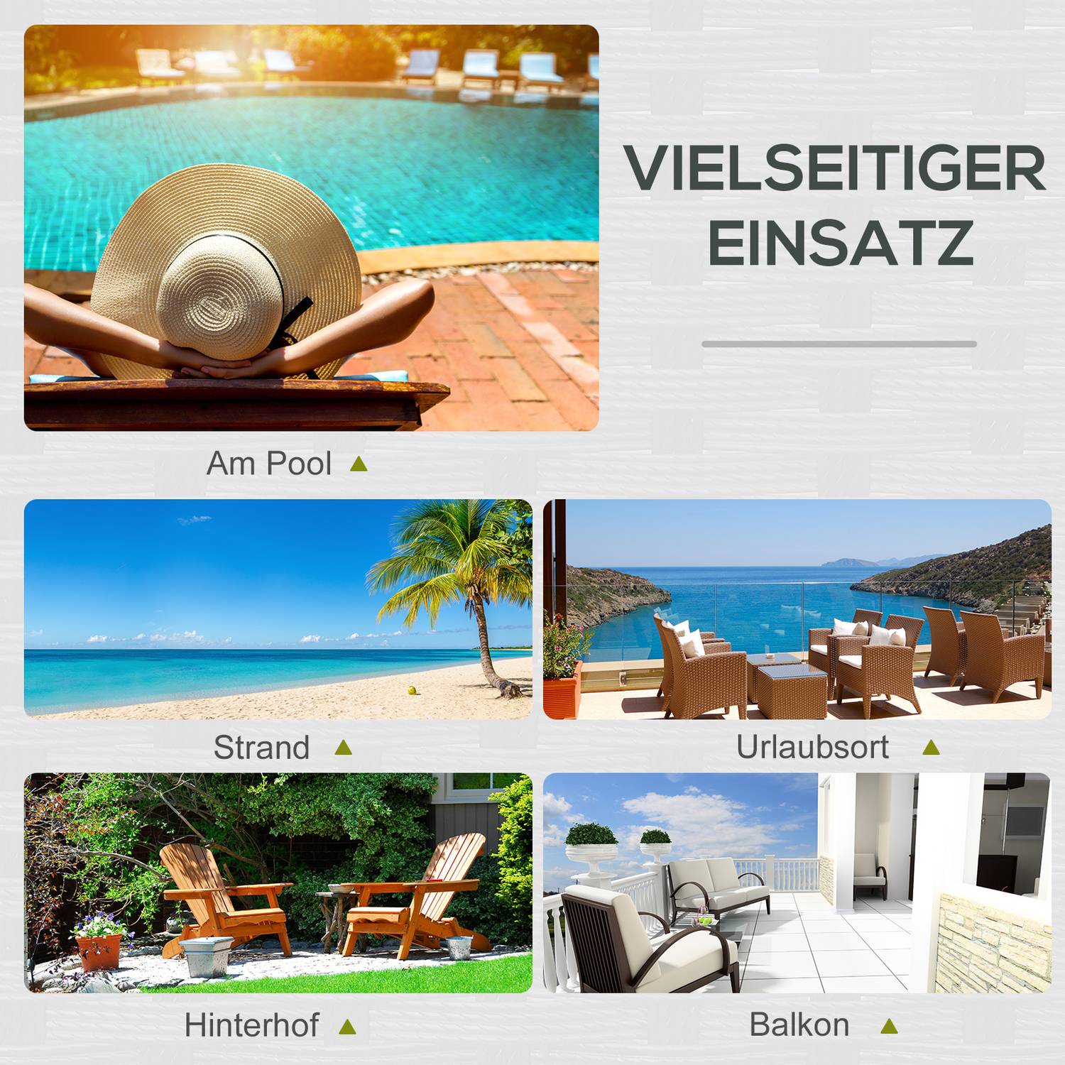 Dubbel solstol för 2, justerbart ryggstöd, grå rotting