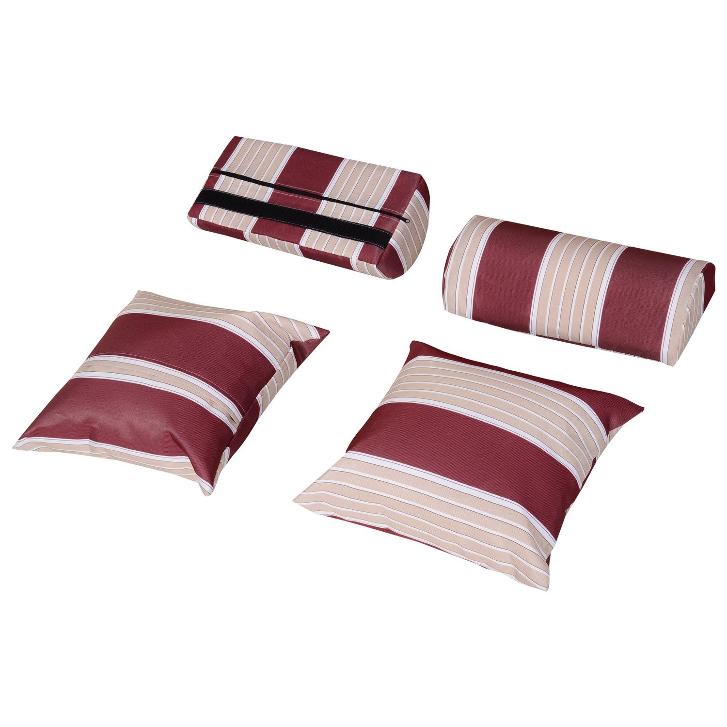 Dubbel solstol med tak- och dryckeshållare, röd/vit