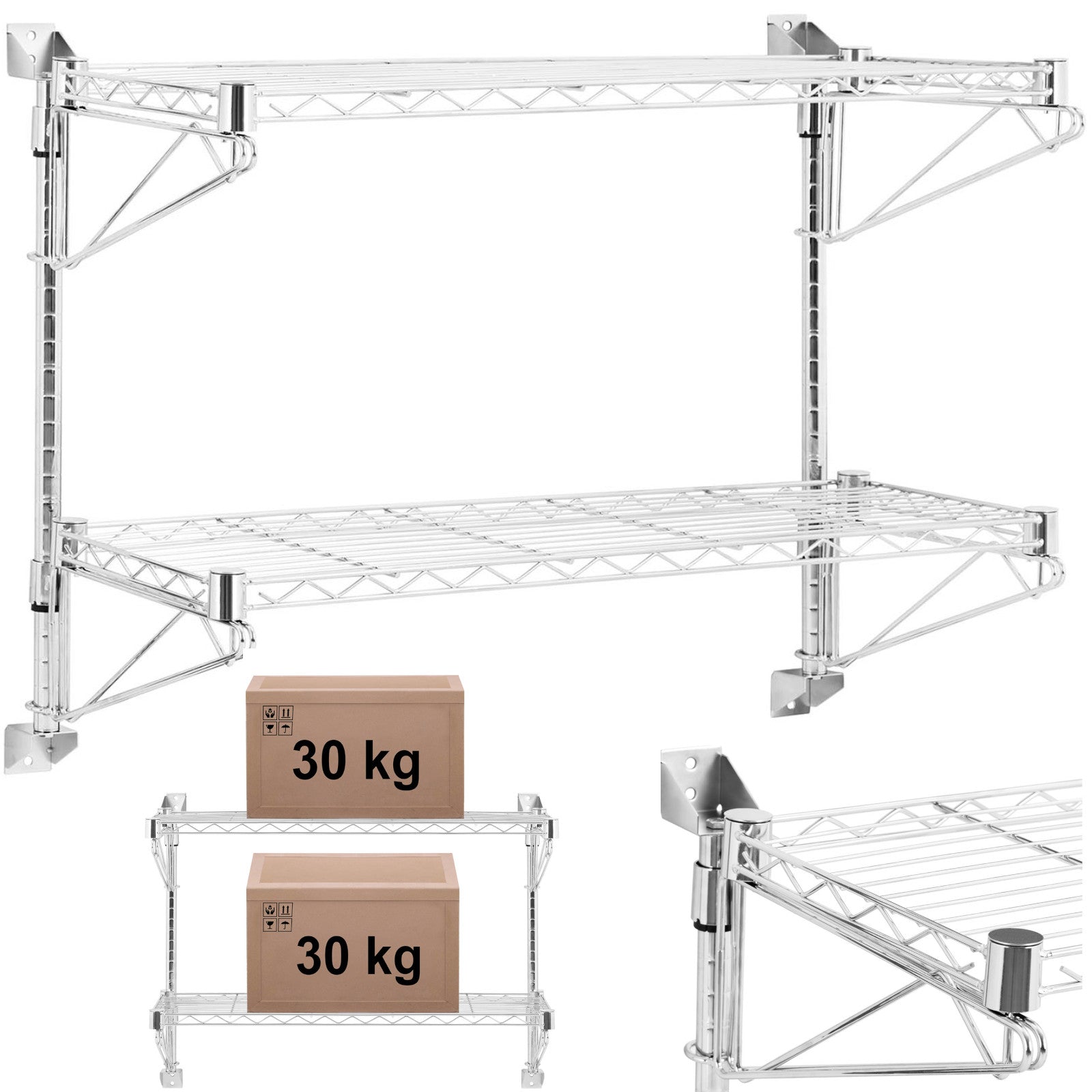 Dubbelväggstrådhylla upp till 60 kg 90 x 35 x 60 cm