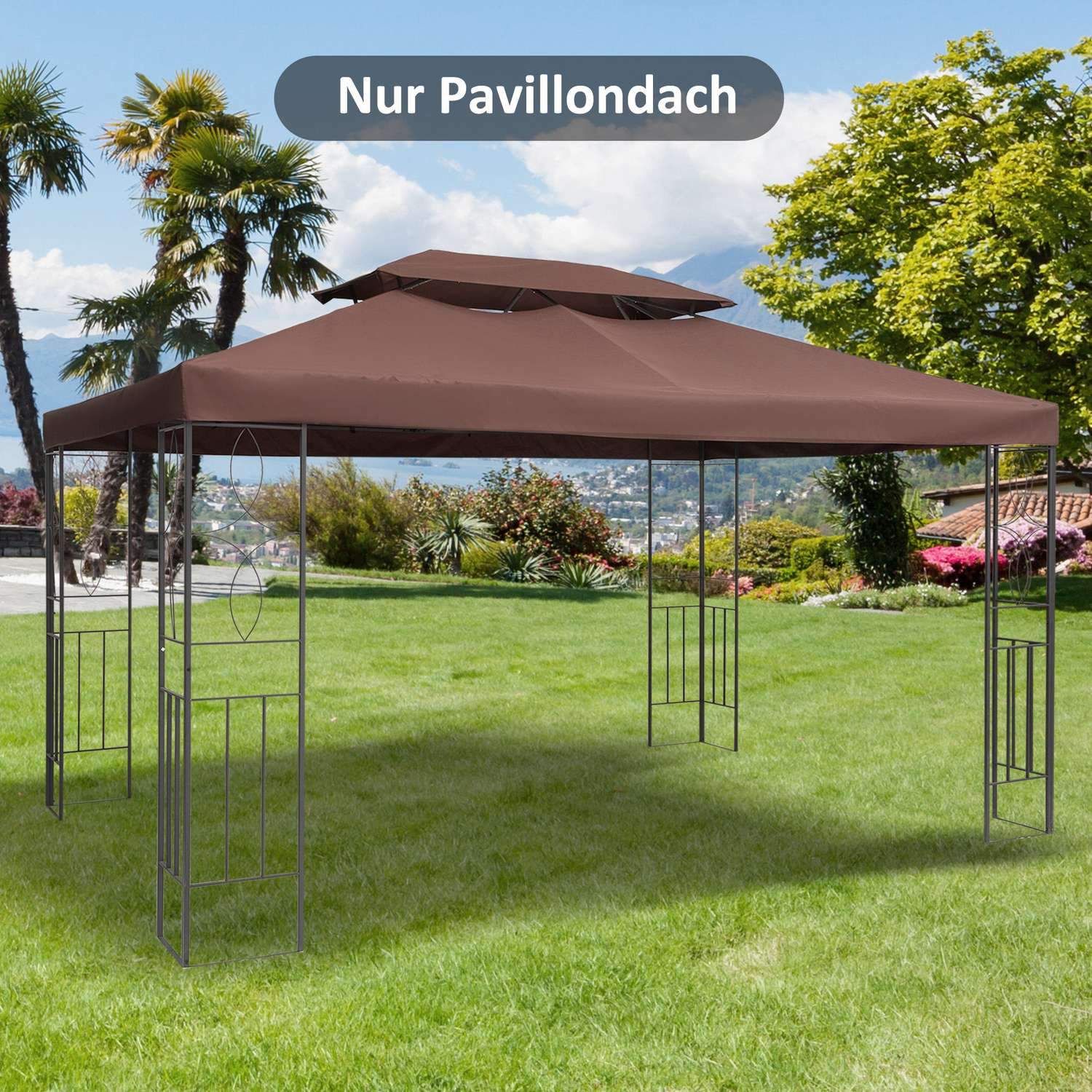 Pavilion Takbyte Polyester 3X4M Kaffe Vattenavvisande För Metall & Trädgård Gazebo