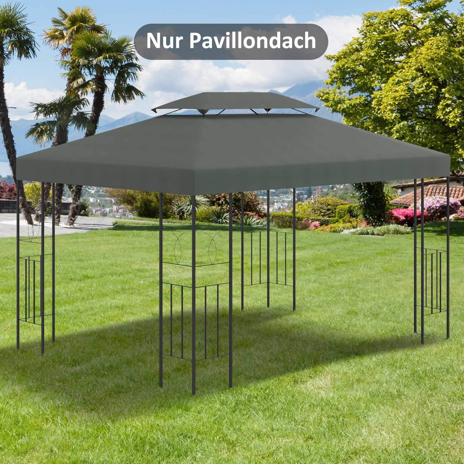 Ersättningstak Gazebo Tak För Metal Gazebo Trädgård Gazebo Partytält Trädgårdstält Polyester 3X4M Mörkgrå