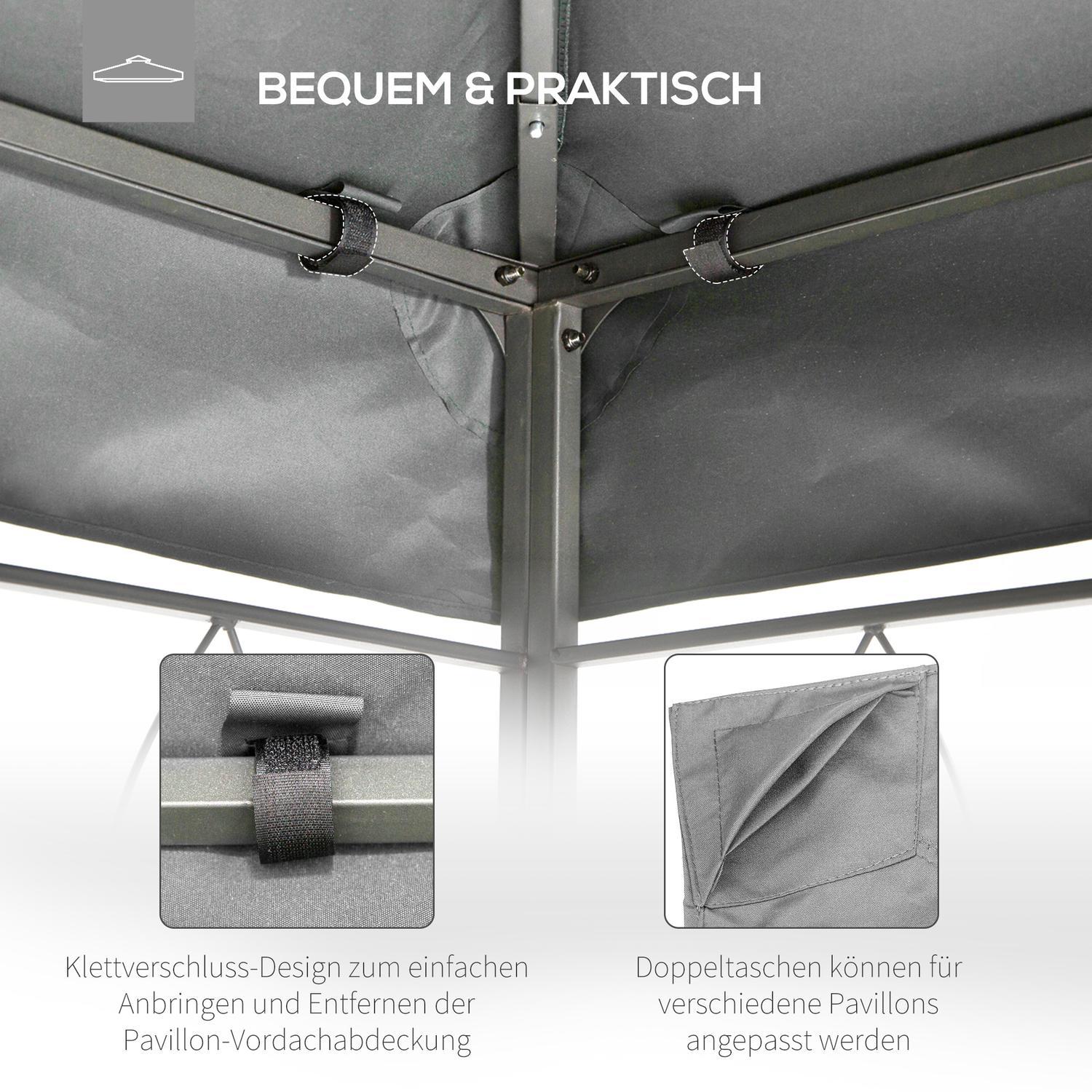 Replacement Roof Gazebo Tak För Garden Gazebo, Polyester, 3X4M, Ljusgrå