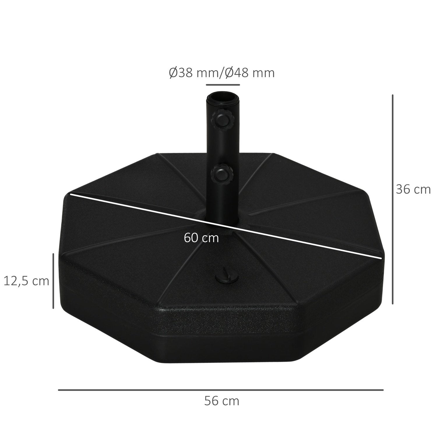 Parasollställ 40 Kg Paraplyställ För Parasollstavar 38 Mm/48 Mm Kan Fyllas Med Vatten/Sand Parasollfot Ø60 X 36H Cm