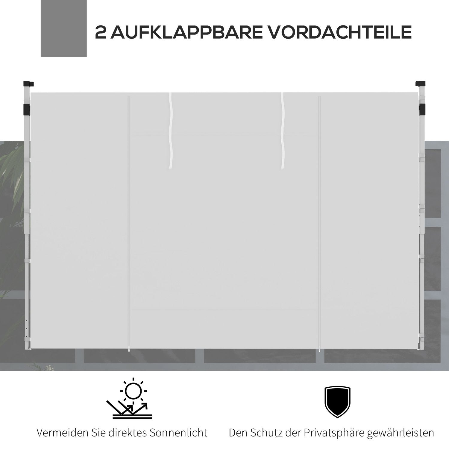 Pavilion Side Panels Set Med 2 Sidoväggar Med Fönster Och Dörr För 3X3/3X6 M Partytält, Oxford, Vit