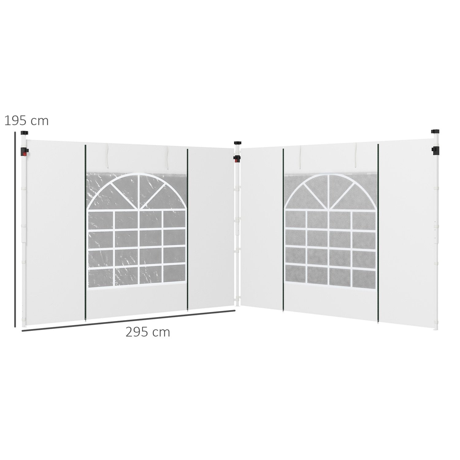 Pavilion Side Panels Set Med 2 Sidoväggar Med Fönster Och Dörr För 3X3/3X6 M Partytält, Oxford, Vit